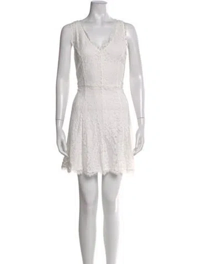 Pre-owned Joie V-neck Mini Dress In White