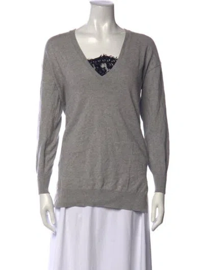 Pre-owned Joie V-neck Sweater In Grey