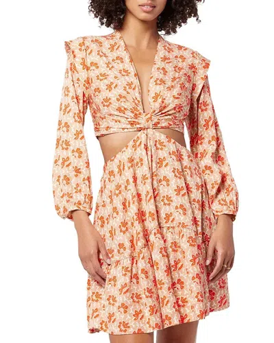 Joie Women's  Maeve Mini Dress Multi Floral Twist Front Cutout A-line Sgn1593 In Pink