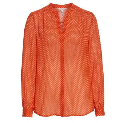 Joie Women's Mintee G Warm Terracotta Orange Polka Dot Silk Blouse