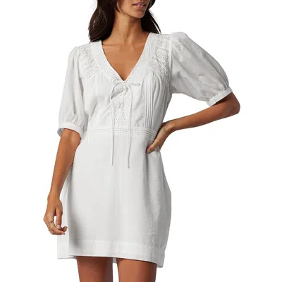 Joie Womens Eyelet Puff Sleeve Mini Dress In White
