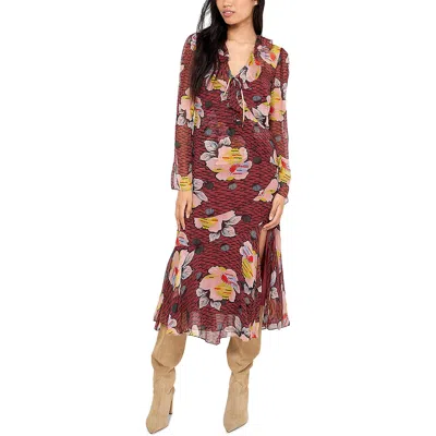 Joie Darrow Floral-print Ruffle-trim Midi Dress In Multicolor