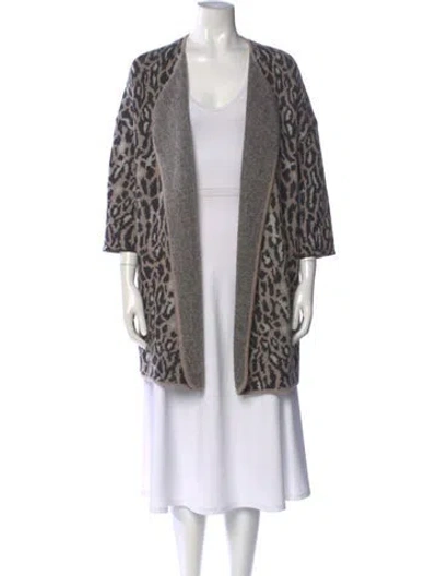 Pre-owned Joie Wool Animal Print Sweater In Neutral