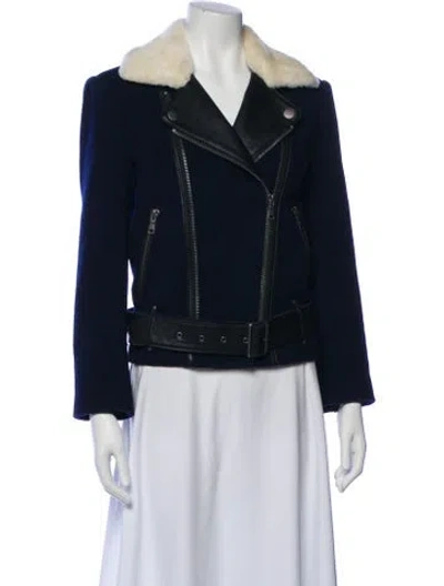 Pre-owned Joie Wool Biker Jacket In Blue