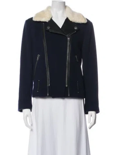 Pre-owned Joie Wool Biker Jacket In Blue