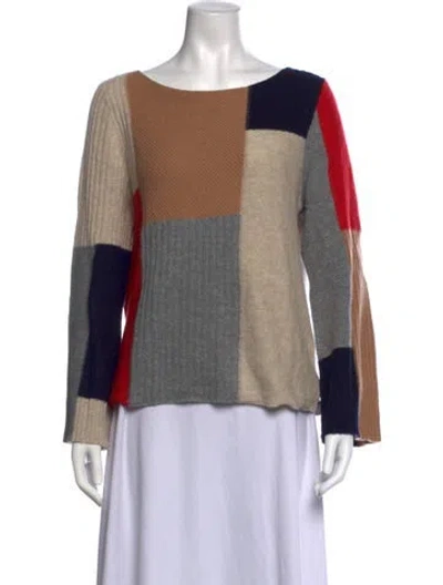 Pre-owned Joie Wool Colorblock Pattern Sweater In Multicolor