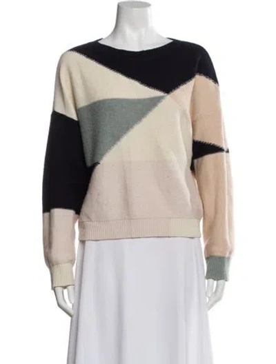 Pre-owned Joie Wool Colorblock Pattern Sweater In Neutral