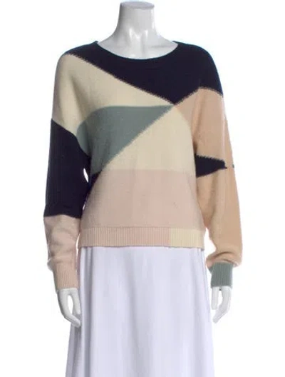 Pre-owned Joie Wool Colorblock Pattern Sweater In Neutral