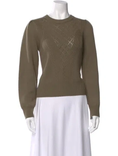 Pre-owned Joie Wool Crew Neck Sweater In Green