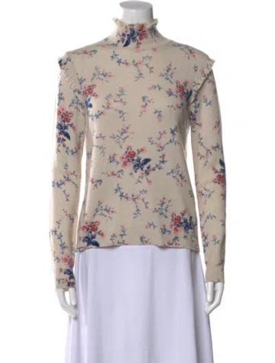 Pre-owned Joie Wool Floral Print Sweater In Neutral