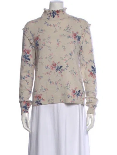 Pre-owned Joie Wool Floral Print Sweater In Neutral