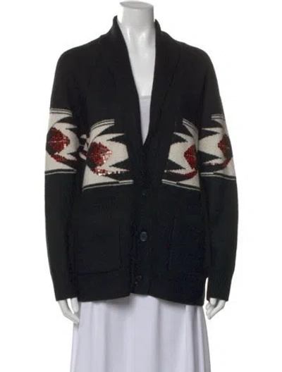 Pre-owned Joie Wool Graphic Print Sweater In Black