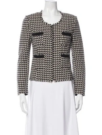 Pre-owned Joie Wool Houndstooth Print Jacket In Multicolor