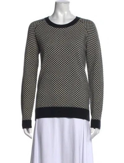 Pre-owned Joie Wool Houndstooth Print Sweater In Black