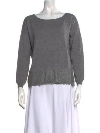 Pre-owned Joie Wool Lace Pattern Sweater In Grey