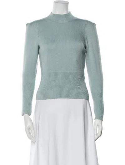 Pre-owned Joie Wool Mock Neck Sweater In Blue