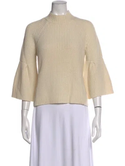 Pre-owned Joie Wool Mock Neck Sweater In Neutral