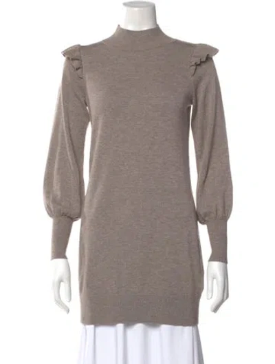 Pre-owned Joie Wool Mock Neck Sweater In Neutral