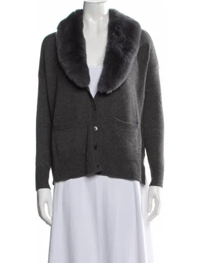 Pre-owned Joie Wool Open Front Sweater In Grey