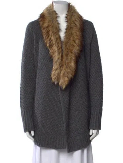 Pre-owned Joie Wool Open Front Sweater In Grey