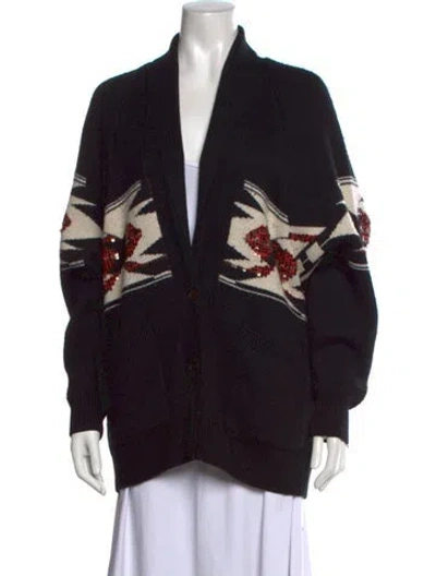 Pre-owned Joie Wool Patterned Sweater In Black