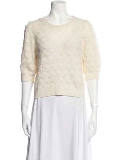 Pre-owned Joie Wool Patterned Sweater In White