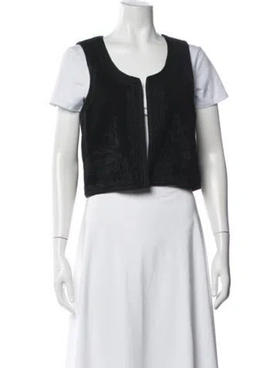Pre-owned Joie Wool Patterned Vest In Black