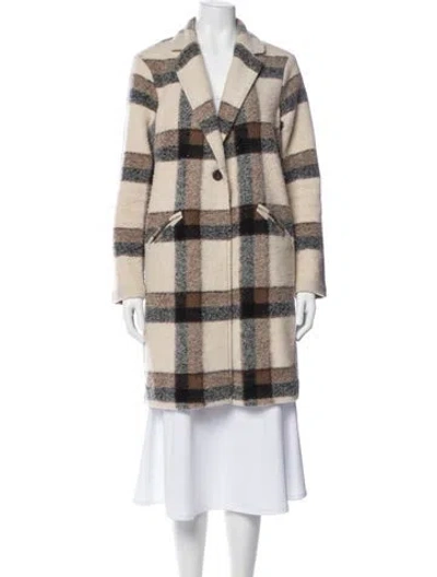 Pre-owned Joie Wool Plaid Print Jacket In Neutral