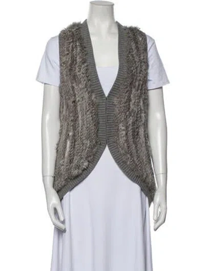 Pre-owned Joie Wool Plunge Neckline Sweater In Gray