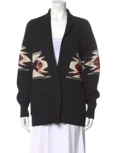 Pre-owned Joie Wool Printed Sweater In Black