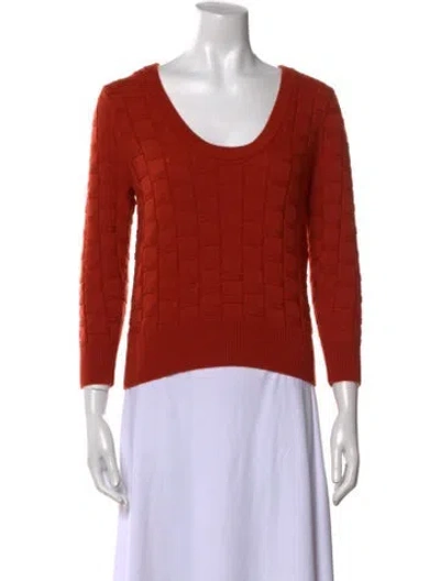 Pre-owned Joie Wool Scoop Neck Sweater In Orange
