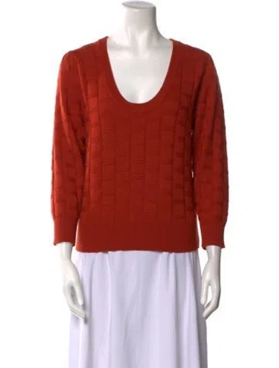 Pre-owned Joie Wool Scoop Neck Sweater In Orange