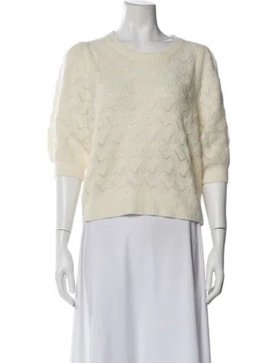 Pre-owned Joie Wool Scoop Neck Sweater In White