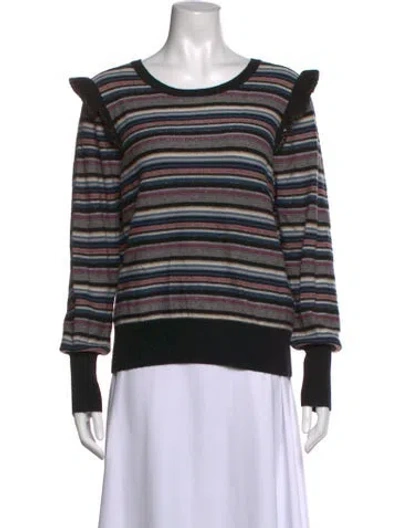 Pre-owned Joie Wool Striped Sweater In Black