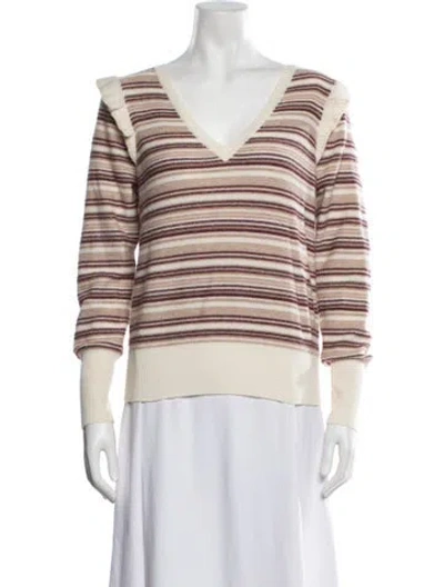 Pre-owned Joie Wool Striped Sweater In Metallic/neutrals