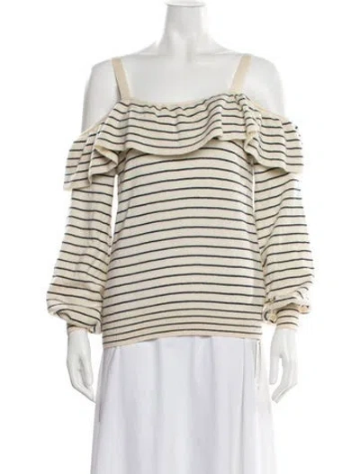 Pre-owned Joie Wool Striped Sweater In Neutral