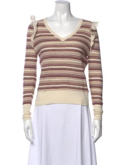 Pre-owned Joie Wool Striped Sweater In Neutral