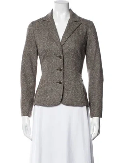 Pre-owned Joie Wool Tweed Pattern Blazer In Gray