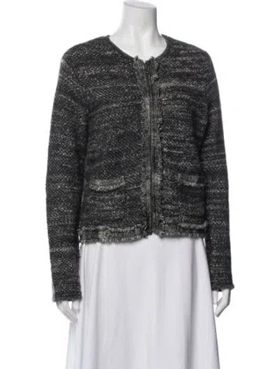 Pre-owned Joie Wool Tweed Pattern Evening Jacket In Gray
