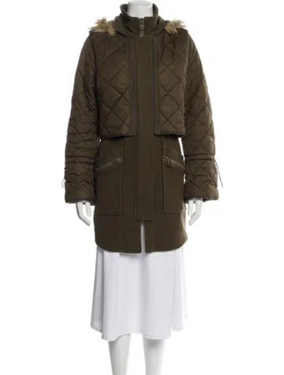 Pre-owned Joie Wool Utility Jacket In Green