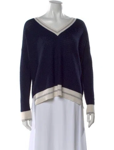 Pre-owned Joie Wool V-neck Sweater In Blue