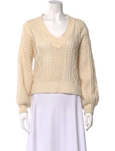 Pre-owned Joie Wool V-neck Sweater In Neutral