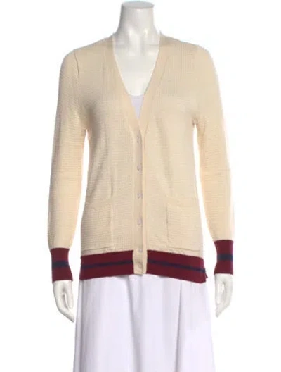 Pre-owned Joie Wool V-neck Sweater In Neutral