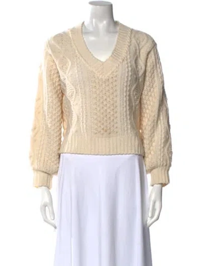 Pre-owned Joie Wool V-neck Sweater In Neutral