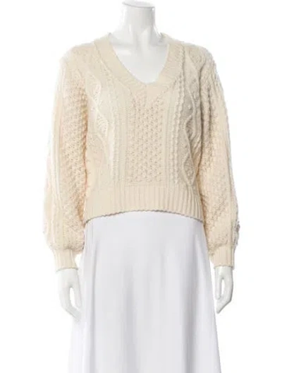Pre-owned Joie Wool V-neck Sweater In Neutral