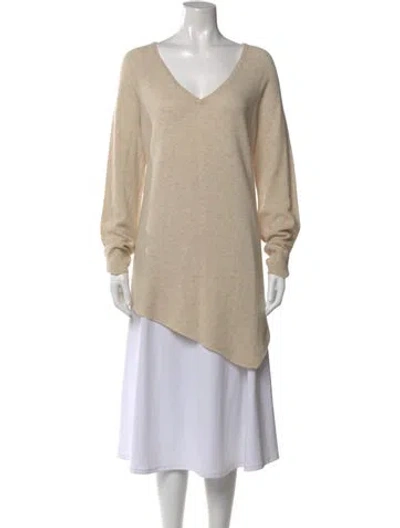 Pre-owned Joie Wool V-neck Sweater In Neutral