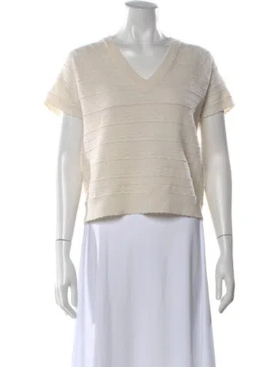 Pre-owned Joie Wool V-neck Sweater In Neutral