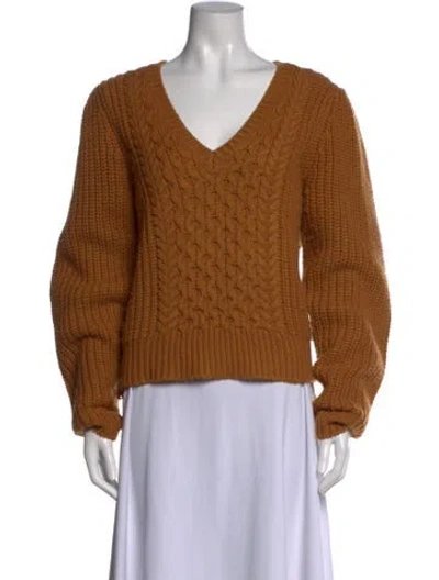 Pre-owned Joie Wool V-neck Sweater In Orange