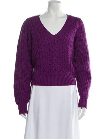 Pre-owned Joie Wool V-neck Sweater In Purple
