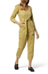 Joie Zohra Cropped Abstract-print Jumpsuit In Olive Oil
